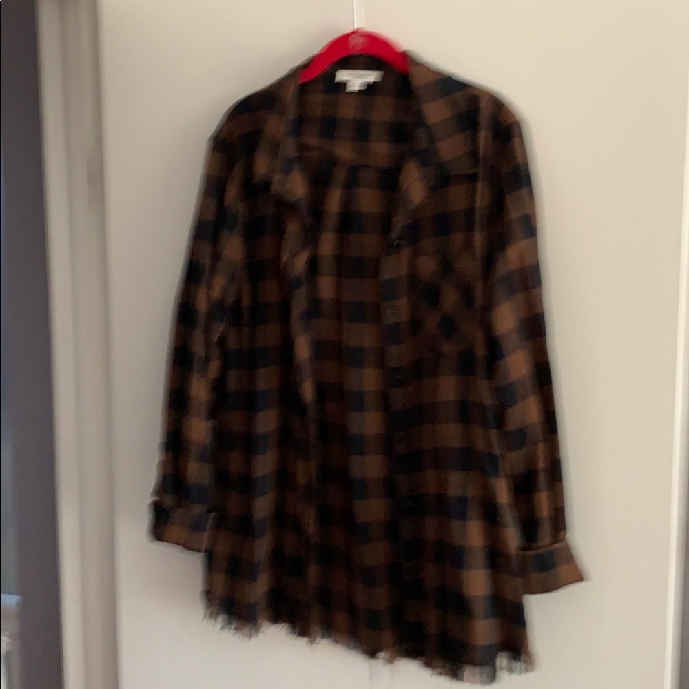 Black and brown plaid button down
